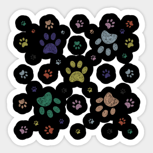 Doodle colorful paw prints Sticker